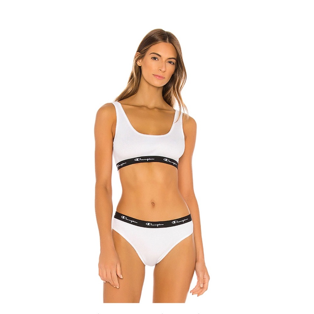 Champion White Ribbed Bra NWT